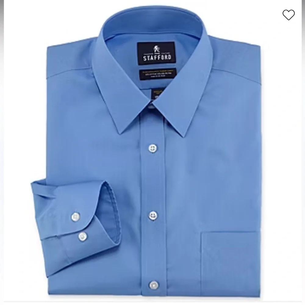 Stafford Travel Easy-Care Stretch ExtraTallWrinkle Free Long Sleeve Dress Shirt - Picture 1 of 6